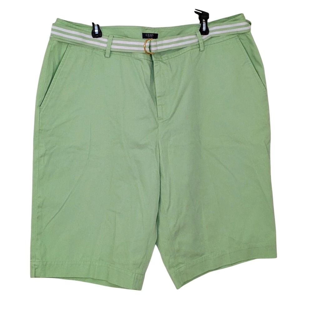 Chaps Women‎ Mint Green Cotton Chino Shorts Belt Plus Golf Casual Size 18W